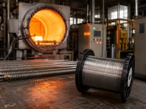 Industrial resistance wire spool used in high-temperature furnace heating elements for oxidation, thermal fatigue, and failure analysis applications banner