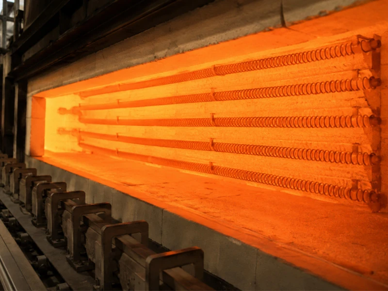 SGHT ODS FeCrAl heating wire in an industrial heat treatment furnace with high-temperature performance and excellent sag resistance bannner