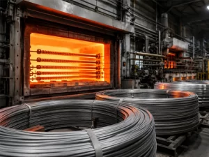 FeCrAl alloy heating elements installed in a high-temperature industrial furnace with resistance wire coils for heat treatment and thermal processing applications banner