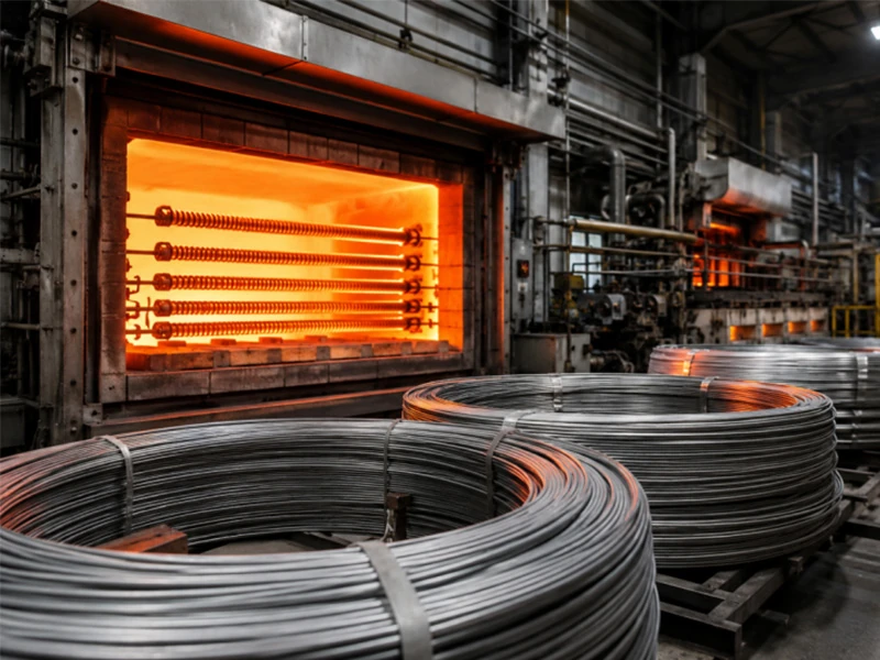 FeCrAl alloy heating elements installed in a high-temperature industrial furnace with resistance wire coils for heat treatment and thermal processing applications banner